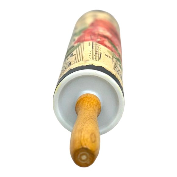 Vintage Rolling Pin Decoupaged with Vintage Sheet Music & Rose Paper Handcrafted - Picture 9 of 13